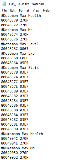 ePSXe Cheat File